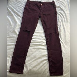 New-Premium Maroon Distressed Almost Famous Premium Jeans